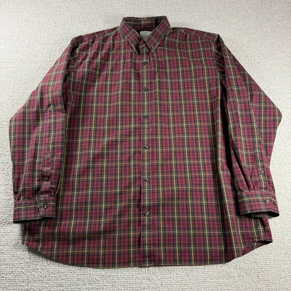 L.L. Bean Other - L.L. Bean Button Down Plaid Shirt Maroon Green Men’s Size XXL